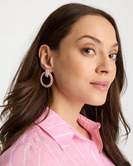 Pink Twist Drop Hoop Earrings Pink - Chico's