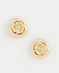 Lucky Coin Flower Stud Earrings Gold - Chico's