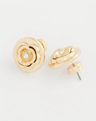 Lucky Coin Flower Stud Earrings Gold - Chico's