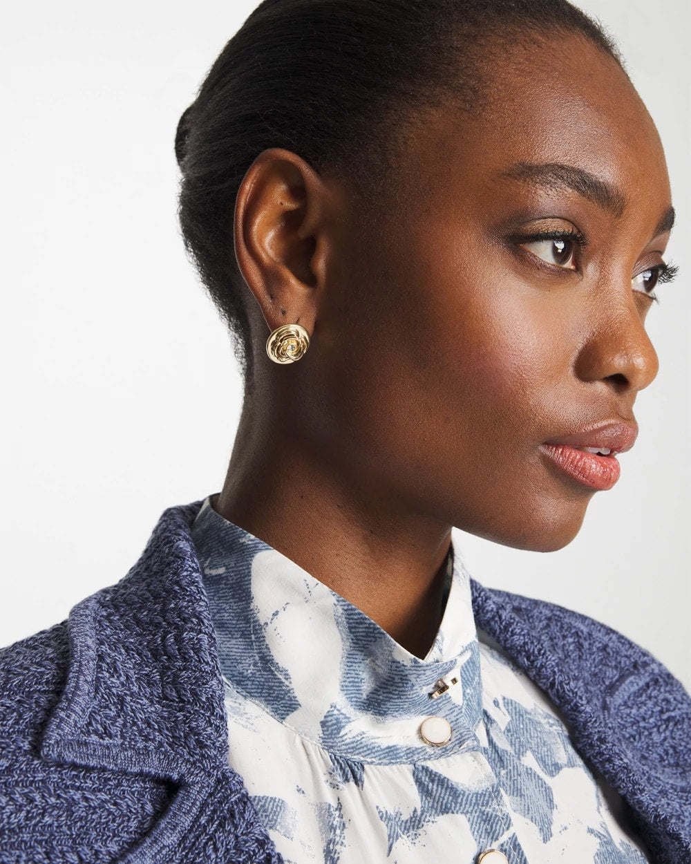 Lucky Coin Flower Stud Earrings Gold - Chico's