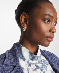 Lucky Coin Flower Stud Earrings Gold - Chico's