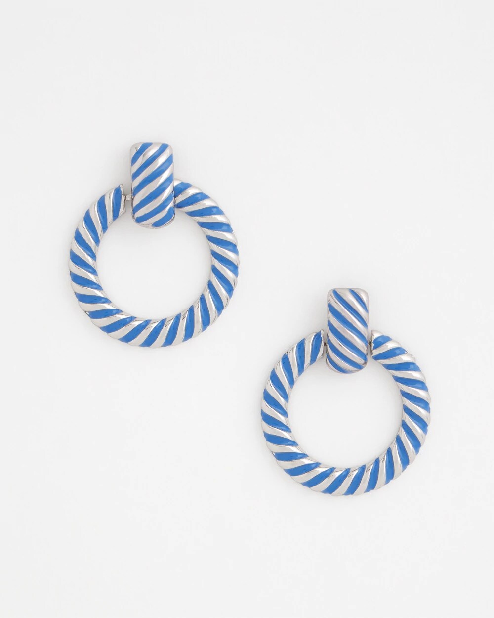 Blue Twist Drop Hoop Earrings Blue - Chico's