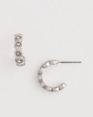 Silvertone Crystal Mini Hoop Earrings Silver - Chico's