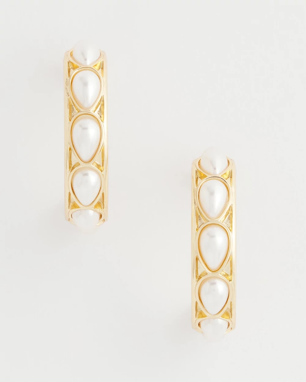 No Droop® Faux Pearl Hoop Earrings Pearl - Chico's