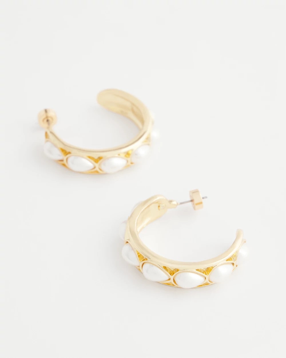 No Droop® Faux Pearl Hoop Earrings Pearl - Chico's