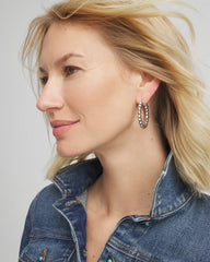 Silvertone Beaded Hoop Earrings Silver - Chico's