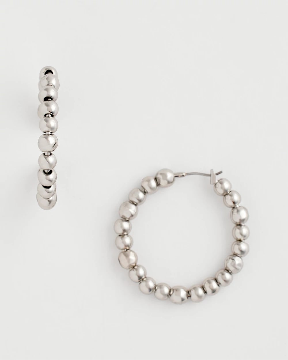 Silvertone Beaded Hoop Earrings Silver - Chico's