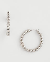 Silvertone Beaded Hoop Earrings Silver - Chico's