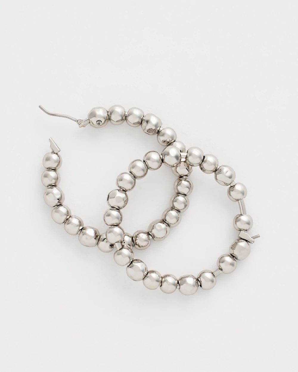 Silvertone Beaded Hoop Earrings Silver - Chico's