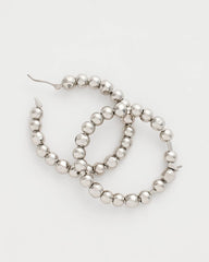 Silvertone Beaded Hoop Earrings Silver - Chico's