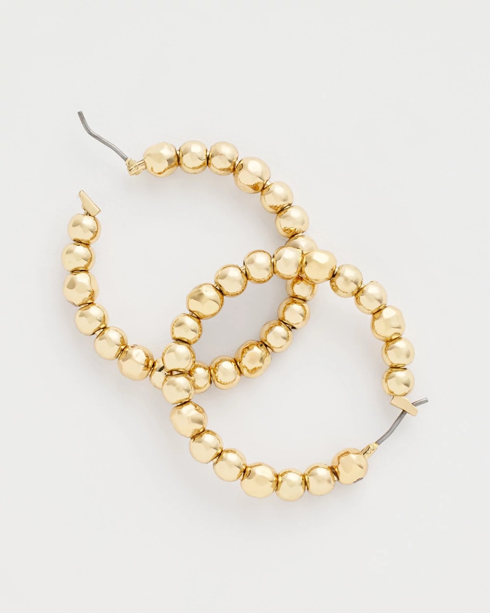 No Droop® Golden Beaded Hoop Earrings Gold - Chico's