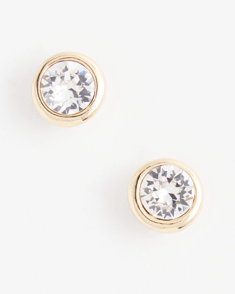 Gold Tone Crystal Stud Earrings Gold - Chico's