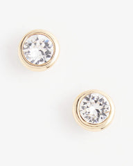 Gold Tone Crystal Stud Earrings Gold - Chico's