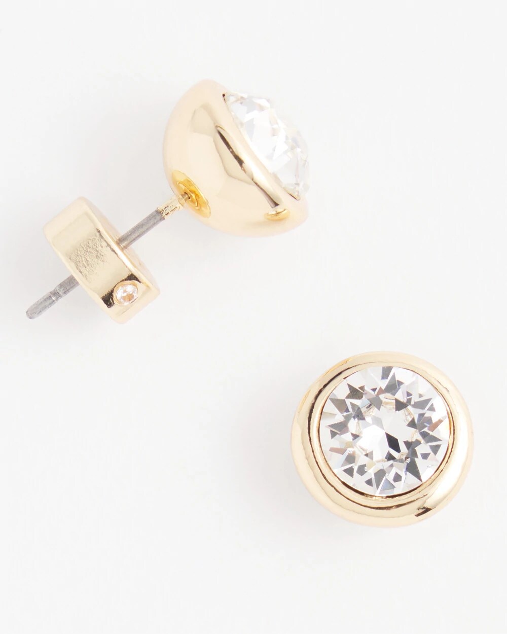 Gold Tone Crystal Stud Earrings Gold - Chico's