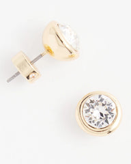 Gold Tone Crystal Stud Earrings Gold - Chico's