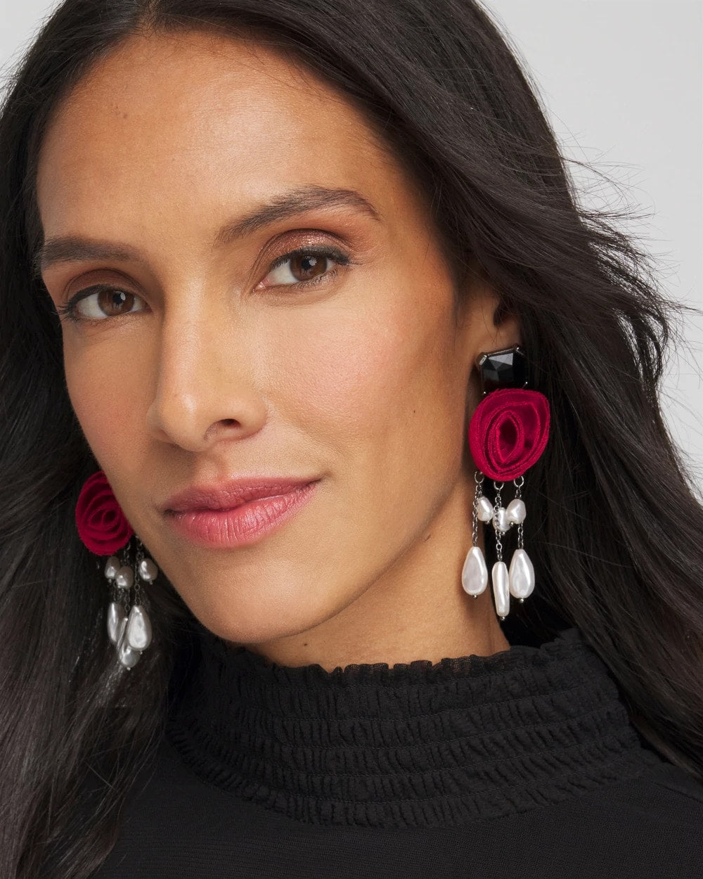 Red Rose Drop Earrings Red - Chico's