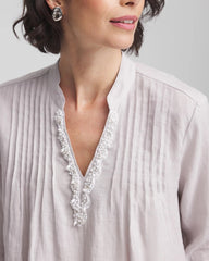 Embellished Linen Kurta Tunic Dove Gray - Chico's