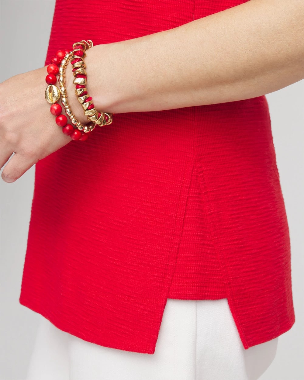 Textured Sleeveless V-Neck Tunic Red Glow - Chico's