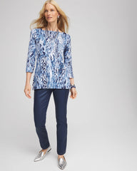 Animal Print Square Neck Tunic Classic Navy - Chico's