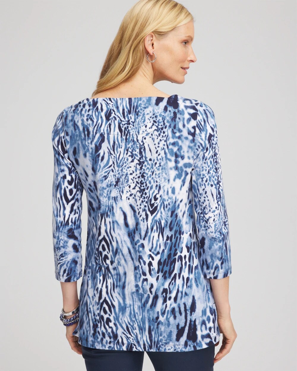 Animal Print Square Neck Tunic Classic Navy - Chico's