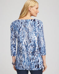 Animal Print Square Neck Tunic Classic Navy - Chico's