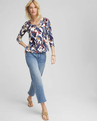 Printed Textured Scoopneck Cardigan Ecru - Chico's